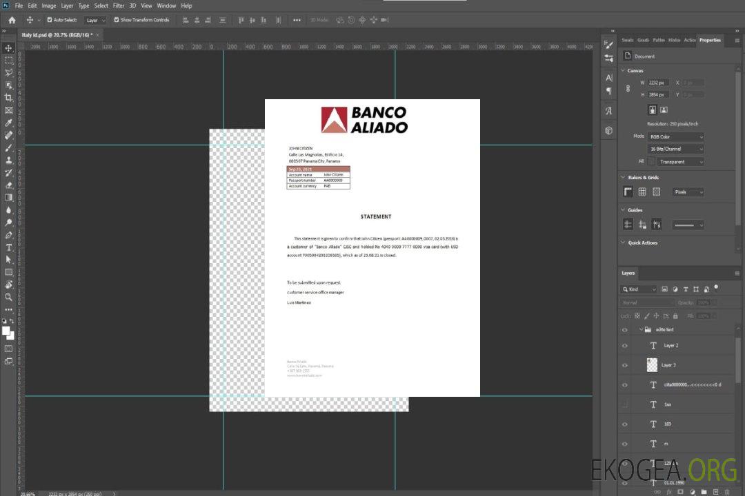 Référence Panama , Banco Aliado , closure template